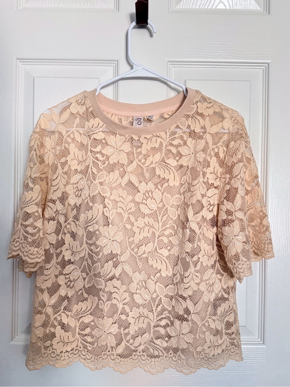 Dolan Left Coast Boxy Scalloped Lace T-Shirt